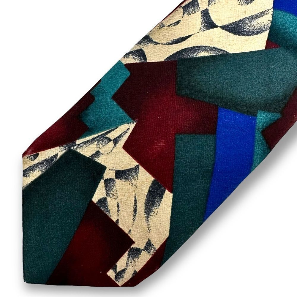 ‎Isaac Zelcer vintage abstract print silk tie